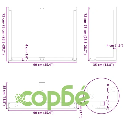 Метални крака за трапезна маса Т-образни 2 бр. черни 90x35x(72-73) см стомана ➤ топ цена ➤ sorbe.bg