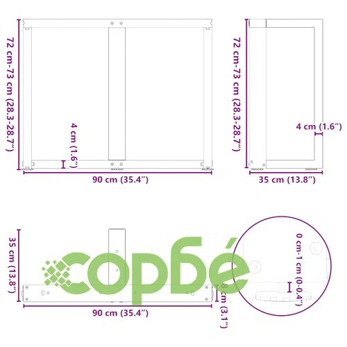 Метални крака за трапезна маса Т-образни 2 бр. Антрацит 90x35x(72-73) см Стомана ➤ топ цена ➤ sorbe.bg