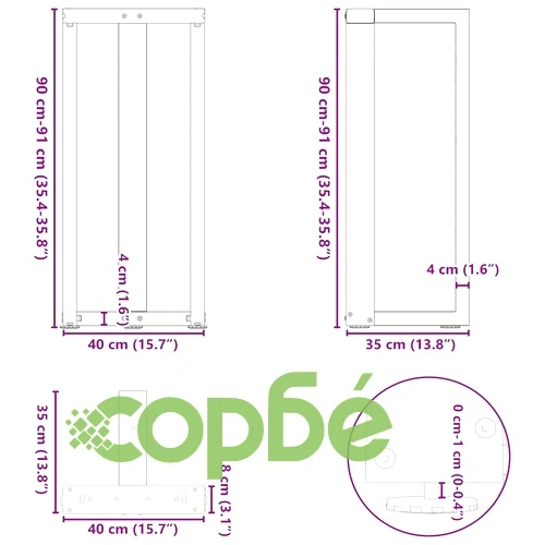 Т-образни Крака за Бар Маса - 2 бр. от Прахово Боядисана Стомана, 40x35x(90-91) см ➤ топ цена ➤ sorbe.bg