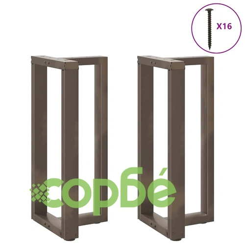 Т-образни Крака за Бар Маса от Стомана - 2 бр., Естествен Цвят, 50x35x(90-91) см ➤ топ цена ➤ sorbe.bg