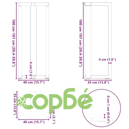 Крака за бар маса Т-образни 2 бр. бели 40x35x(100-101) см стомана ➤ топ цена ➤ sorbe.bg