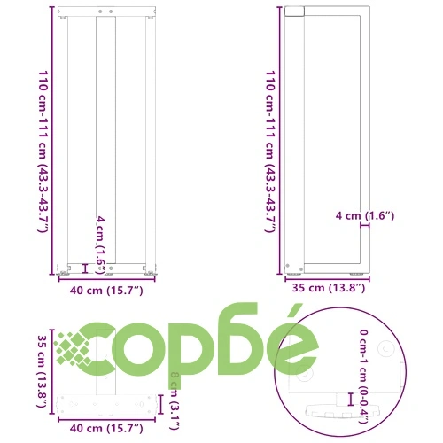 Крака за бар маса Т-образни 2 бр. черни 40x35x(110-111) см стоманени ➤ топ цена ➤ sorbe.bg