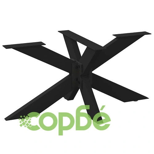 Крак за масичка за кафе с форма на паяк, черен, стоманен, 98x58x(42-43) см ➤ топ цена ➤ sorbe.bg