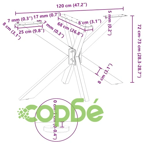 Стоманен крак за маса тип Паяк в антрацитов цвят 120x68x(72-73) см ➤ топ цена ➤ sorbe.bg