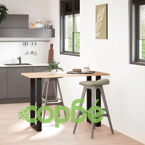 U-образни крака за холна маса, 2 бр., черни, 50x(90-91)см, стомана ➤ топ цена ➤ sorbe.bg