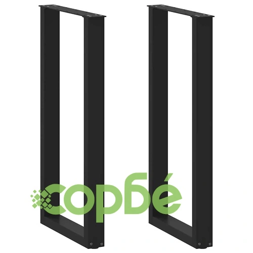 Крака за холна маса U-образни 2 бр черни 50x(100-101)см стоманени ➤ топ цена ➤ sorbe.bg