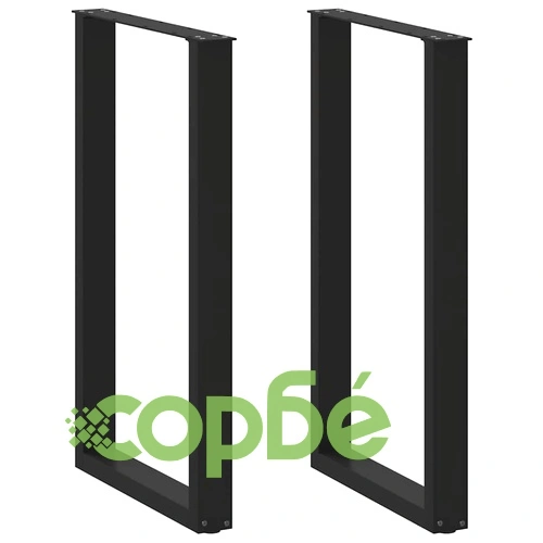 Крака за холна маса U-образни 2 бр черни 60x(100-101)см стоманени ➤ топ цена ➤ sorbe.bg