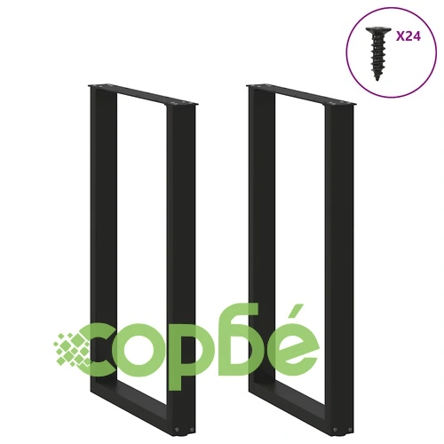 Крака за холна маса U-образни 2 бр черни 60x(100-101)см стоманени ➤ топ цена ➤ sorbe.bg