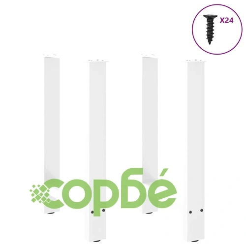 Крака за трапезна маса от стомана, бели, 2 бр., 60x(72-73) см ➤ топ цена ➤ sorbe.bg