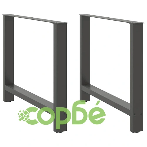 Крака за трапезна маса от стомана Антрацит 2 бр. 90x(72-73) cm ➤ топ цена ➤ sorbe.bg