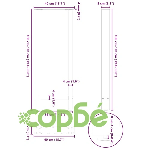 Крака за бар маса от стомана, черни, 2 бр., 40x(100-101) cm ➤ топ цена ➤ sorbe.bg