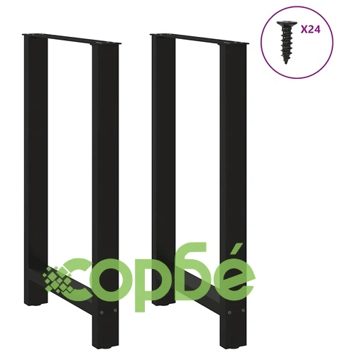 Комплект крака за бар маса 2 бр. - черни, 60x(100-101) cm, метална конструкция от прахово боядисана стомана ➤ топ цена ➤ sorbe.bg