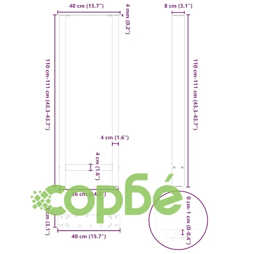 Крака за бар маса от стомана, антрацит, 2 бр., 40 x (110-111) см ➤ топ цена ➤ sorbe.bg