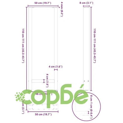 Крака за бар маса от стомана, антрацит, 2 бр., 50x110-111 см ➤ топ цена ➤ sorbe.bg