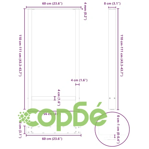 Крака за бар маса от стомана, Антрацит, 2 бр., 60x(110-111) см ➤ топ цена ➤ sorbe.bg