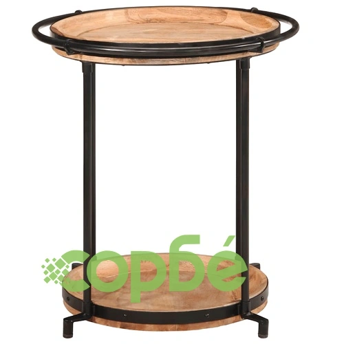 Странична маса от масивно манго дърво 55x60 cm с метална рамка ➤ топ цена ➤ sorbe.bg