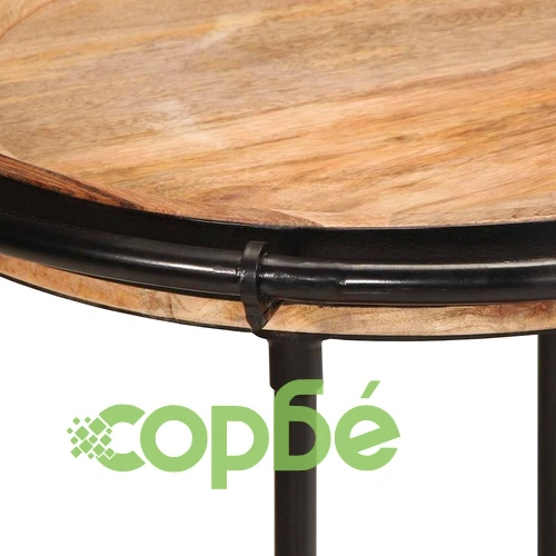 Странична маса от масивно манго дърво 55x60 cm с метална рамка ➤ топ цена ➤ sorbe.bg