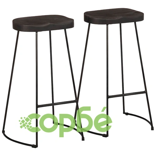 Бар табуретки от мангово масивно дърво, 2 броя, черни, 45x40x78 см ➤ топ цена ➤ sorbe.bg