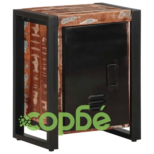 Нощно шкафче Multicolour 40x30x51 см от масивна възстановена дървесина ➤ топ цена ➤ sorbe.bg