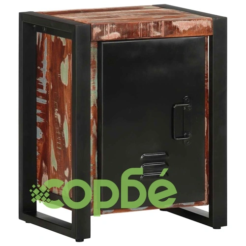 Нощно шкафче Multicolour 40x30x51 см от масивна възстановена дървесина ➤ топ цена ➤ sorbe.bg