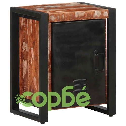 Нощно шкафче Multicolour 40x30x51 см от масивна възстановена дървесина ➤ топ цена ➤ sorbe.bg