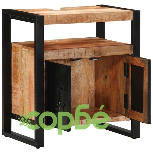 Шкаф за баня от масивна дървесина манго 55x35x60 см кафяв ➤ топ цена ➤ sorbe.bg