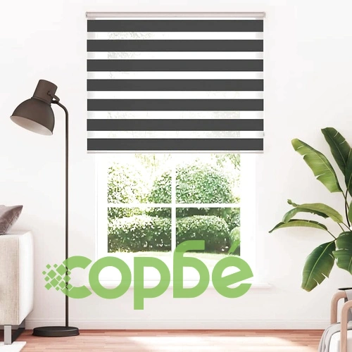 Зеброва щора черна 150x200 см, ширина на плата 145,9 см, полиестер ➤ топ цена ➤ sorbe.bg