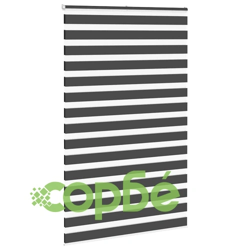 Зеброва щора черна 150x200 см, ширина на плата 145,9 см, полиестер ➤ топ цена ➤ sorbe.bg