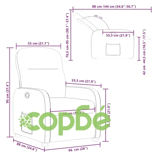 Стол реклайнер от текстил, виненочервен, с функция за наклон 135° ➤ топ цена ➤ sorbe.bg