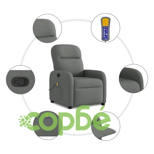 Масажен наклоняем стол с 6-точков вибрационен масаж, тъмносив текстил ➤ топ цена ➤ sorbe.bg