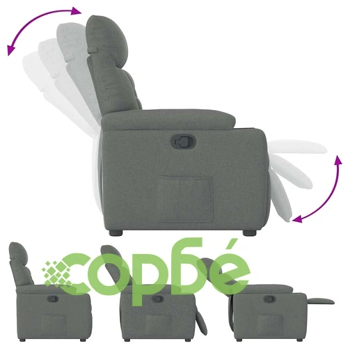 Реклайнер Тъмносив Текстилен Фотьойл с Функция за Накланяне ➤ топ цена ➤ sorbe.bg