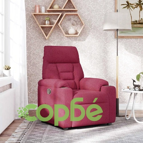 Стол реклайнер от текстил, виненочервен, с поставки за чаши ➤ топ цена ➤ sorbe.bg