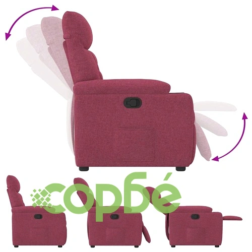 Стол реклайнер от текстил, виненочервен, с поставки за чаши ➤ топ цена ➤ sorbe.bg