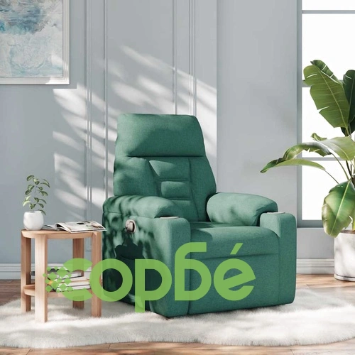 Наклоняем релакс стол от текстил, тъмнозелен, с подлакътници и поставки за чаши ➤ топ цена ➤ sorbe.bg