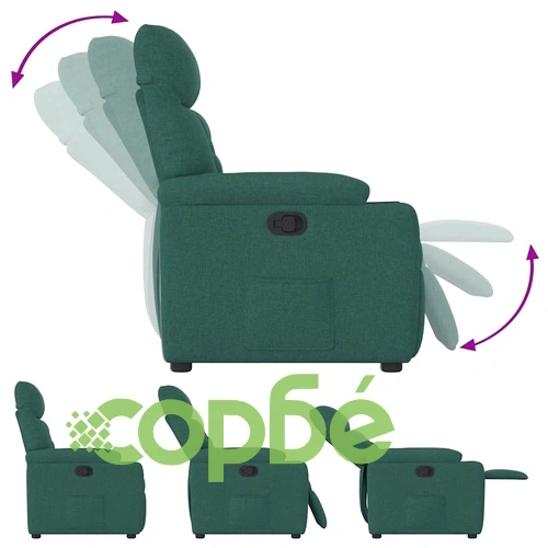 Наклоняем релакс стол от текстил, тъмнозелен, с подлакътници и поставки за чаши ➤ топ цена ➤ sorbe.bg