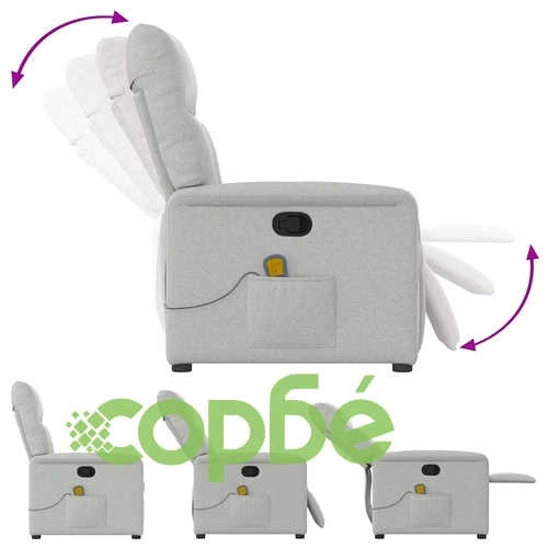 Масажен накланящ се стол Cloud Grey от плат 72x90x99 см ➤ топ цена ➤ sorbe.bg