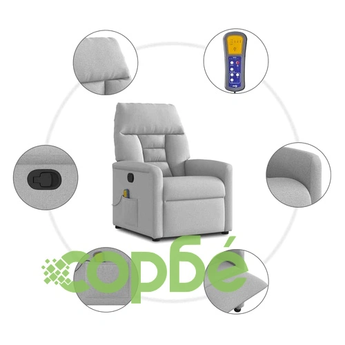 Масажен накланящ се стол Cloud Grey от плат 72x90x99 см ➤ топ цена ➤ sorbe.bg