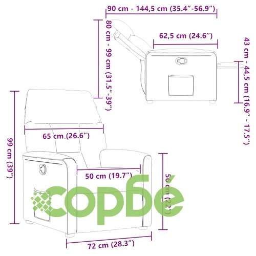 Реклайнер стол с ръчно накланяне, таупе микрофибър 72x90x99 см ➤ топ цена ➤ sorbe.bg