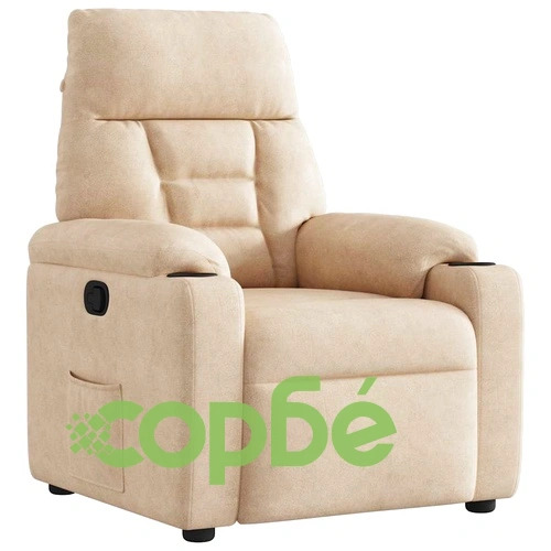 Реклайнер стол с микрофибърна тапицерия, кремав, 72 x 90 x 99 см ➤ топ цена ➤ sorbe.bg