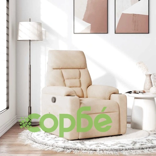 Реклайнер стол с микрофибърна тапицерия, кремав, 72 x 90 x 99 см ➤ топ цена ➤ sorbe.bg