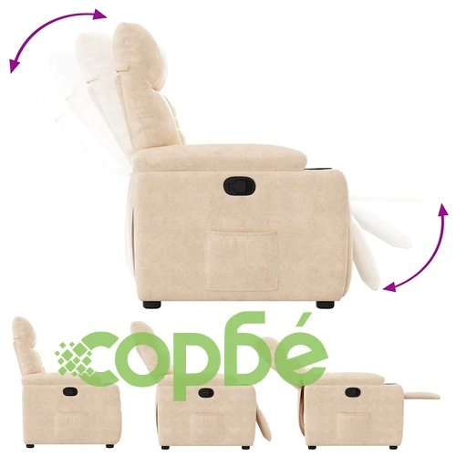 Реклайнер стол с микрофибърна тапицерия, кремав, 72 x 90 x 99 см ➤ топ цена ➤ sorbe.bg