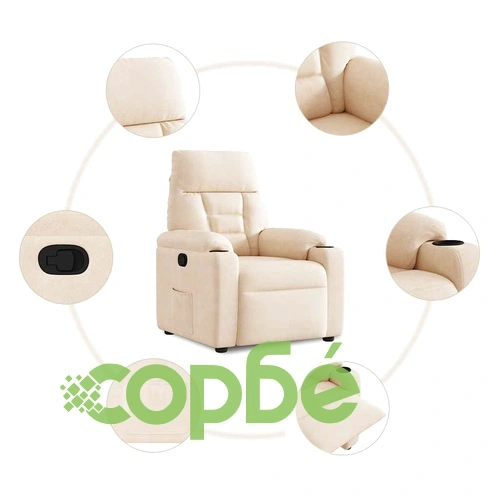 Реклайнер стол с микрофибърен текстил, бежов, 72x90x99 см ➤ топ цена ➤ sorbe.bg