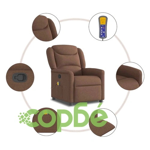 Масажен наклоняем стол от текстил, кафяв, с 6-точков вибрационен масаж ➤ топ цена ➤ sorbe.bg