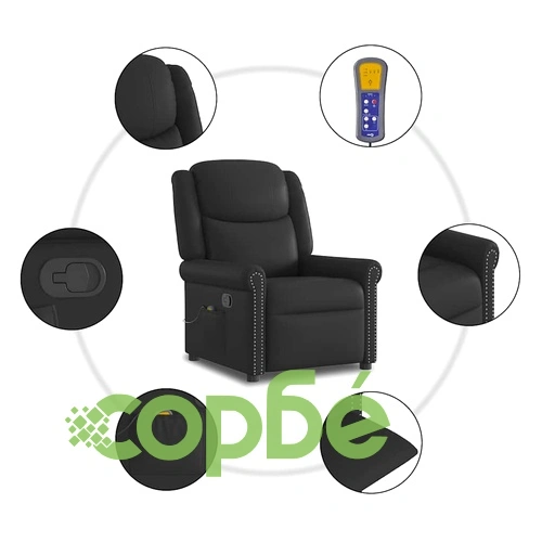 Луксозен Масажен Стол с Вибрация - Черен, Изкуствена Кожа, Наклоняем ➤ топ цена ➤ sorbe.bg