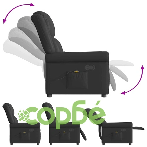 Луксозен Масажен Стол с Вибрация - Черен, Изкуствена Кожа, Наклоняем ➤ топ цена ➤ sorbe.bg