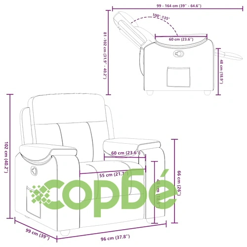 Реклайнер Фотьойл от Текстил, Тъмносив, 96x99x102 см ➤ топ цена ➤ sorbe.bg