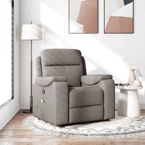 Масажен наклоняем стол от текстил в цвят таупе с 6-точков вибрационен масаж