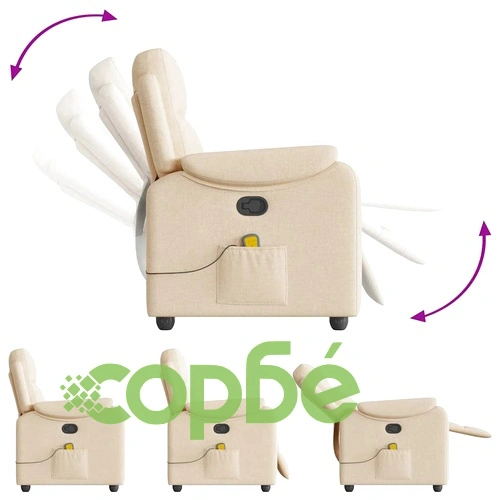 Масажен наклоняем стол с вибрационна функция, кремав, текстил, 96 x 99 x 102 см ➤ топ цена ➤ sorbe.bg