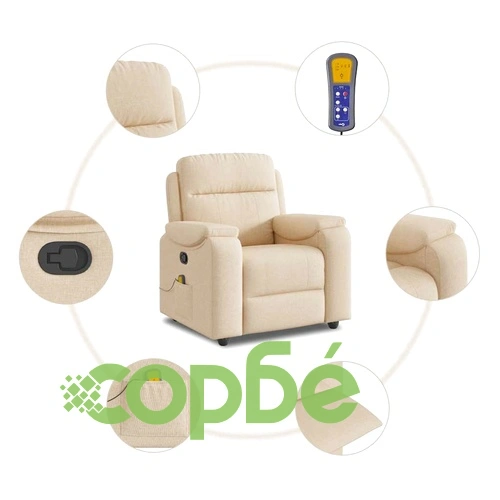 Масажен наклоняем стол с вибрационна функция, кремав, текстил, 96 x 99 x 102 см ➤ топ цена ➤ sorbe.bg