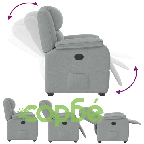 Реклайнер стол от текстил, светлосив, 96 x 99 x 102 см ➤ топ цена ➤ sorbe.bg